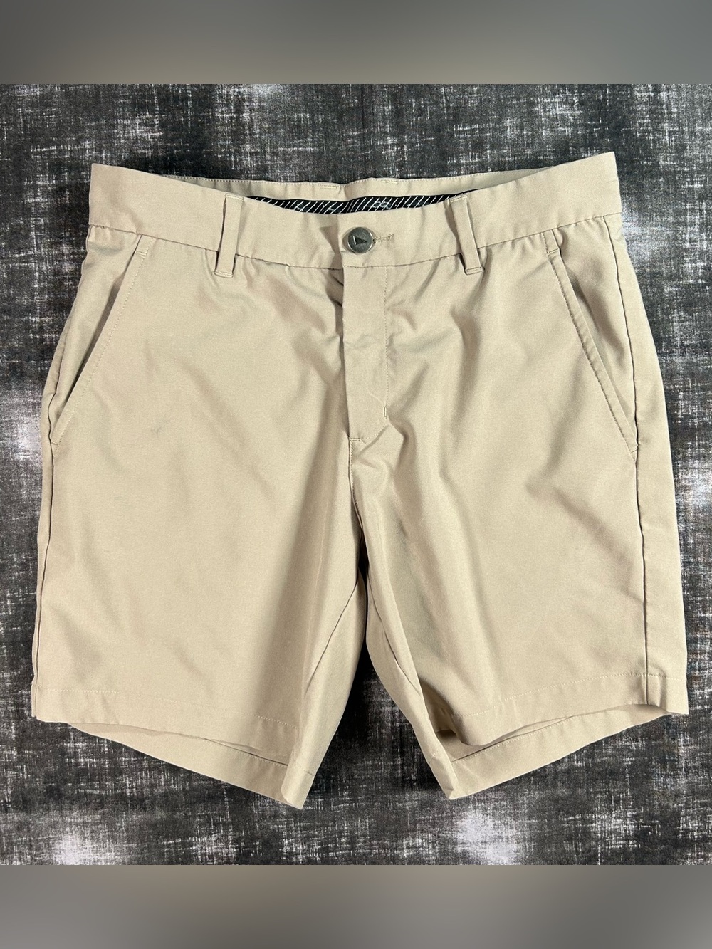 Primo Golf Shorts Mens 30x7 Khaki Brown Gripper Waist Active Stretch Performance